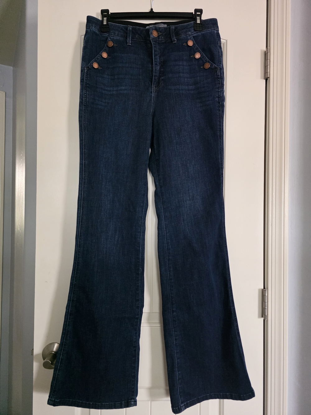 Wit & Wisdom Dark Indigo Bootcut Jeans with Copper Button Accents